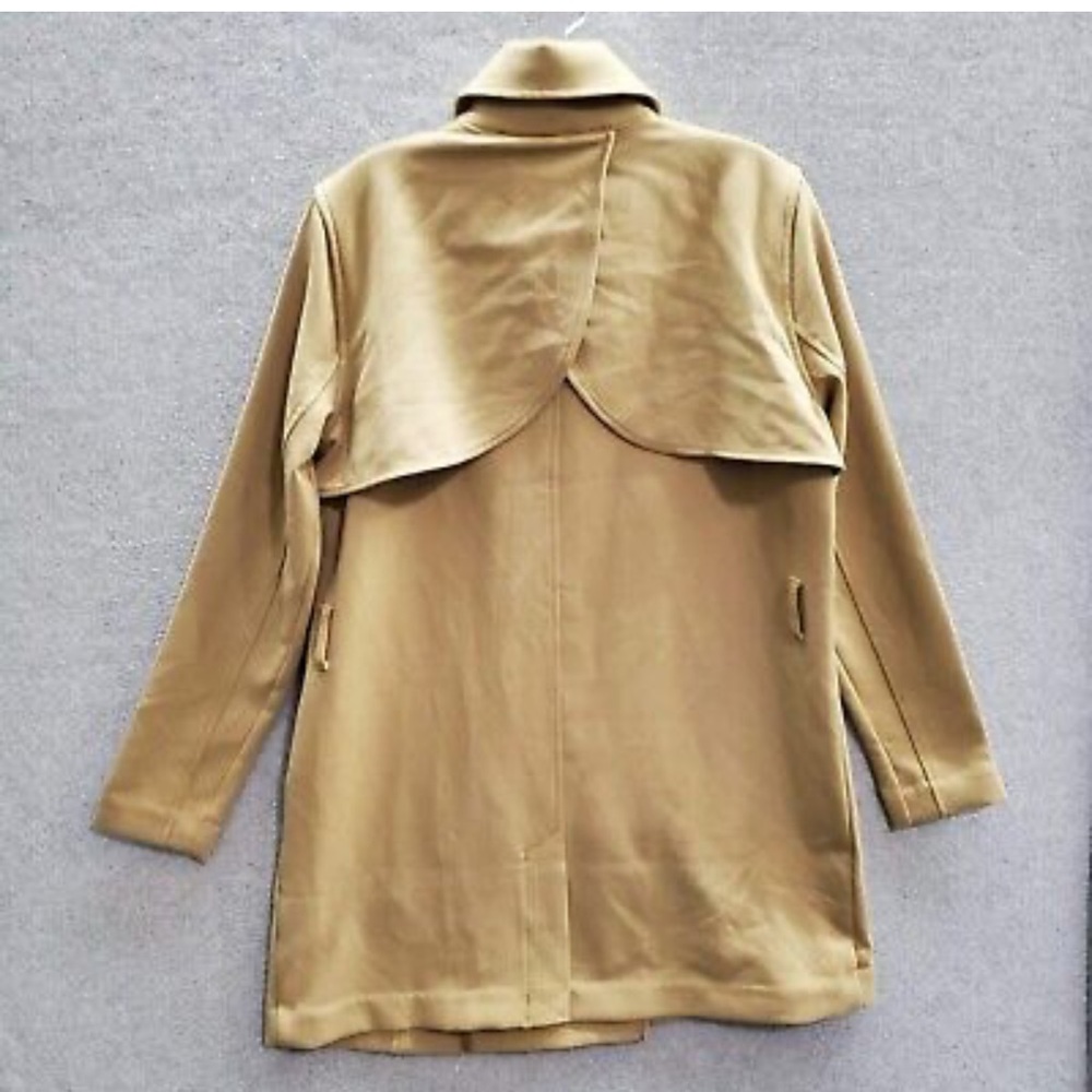 Abercrombie & Fitch Women Jacket XL Beige Drapey Trench Coat Double Breasted